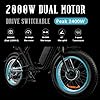 Peak 2400W Dual Motor Electric Bike，30-35MPH 20"*4.0 Fat Tire E-Bike for Adults, 48V 23Ah Removable Battery, 45 Miles All Terrain Ebike with 7-Speed Dual Shock Absorber、Adjust Head #2