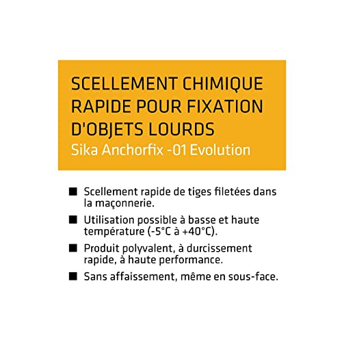 Lot de 6 résines de scellement chimique rapide SIKA Anchorfix-1 Evolution - Gris - 300ml