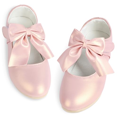 ABOHU Zapatos de Vestir para Niña Pequeña, Zapatos Planos Mary Jane con Lazo, Zapatos Escolares para Niñas, para Fiestas de Flores, Fiestas de Cumpleaños, Baile de Cosplay, Disfraces de Princesa