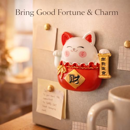 Imán decorativo gato de la suerte japonés de resina miniatura 2