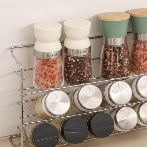 Image of Premium Stainless Steel Salt and Pepper Grinder - Salt and Pepper Shakers - Pepper and Salt Mill with Ceramic Blades and Adjustable Coarseness (Small Grinder 1 pc) | with Adjustable Coarseness Ceramic Pepper Mill Manual Effortless Salt Grinder Spice Grinder for Home, Kitchen, Beige