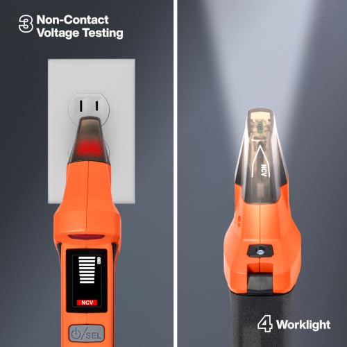 Image of Klein Tools ET350 4-in-1 Digital Circuit Breaker Finder, Outlet Fault Detector, Non-Contact Voltage Tester, GFCI Tester, Learn and Locate Mode, Backlit LCD, LED Work Light