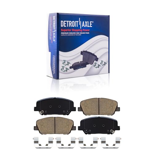 Image of Detroit Axle - 11.81 inch (300mm) Front Disc Brake Rotors + Ceramic Brake Pads Replacement for Kia Forte5 Hyundai Veloster - 4pc Set