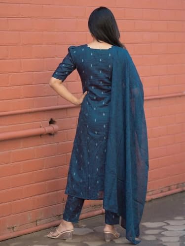 Image of ANNI Designer Women's Purple Printed Kurta Set | Pure Viscose 3 Piece Ethnic Suit Set with Pant & Dupatta | Festive for Women | Cotton Kurta Sets for Woman