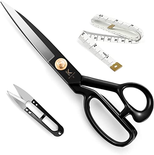Homlynn Heavy-Duty Ergonomic Right-Handed Sewing Scissors, 8 Inch, Black, High Carbon Steel Blade, Sharp, Suitable for Fabric, Leather, Carpet, Office Use