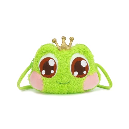 Image of Kawaii Frog Purse for Women - Mini Frog Crossbody Bag Cute Fluffy Animal Bags Novelty Purses (Green) | Soft Cotton Blend
