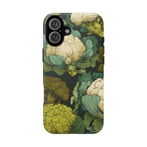 Coque rigide iPhone 16 Plus verte motif légices brocoli chou-fleur