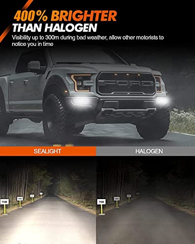 SEALIGHT 9006/HB4 LED Fog Lights Bulbs or DRL,400% Much Brighter, 6000 Lumens 6000K Xenon White Light, 12 CSP LED Chips, Plug-and-Play, IP67 Design - Image 3