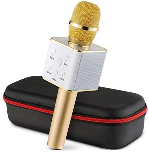 Premiumav Q7 Wireless Bluetooth Microphone With Speaker/Recoding Feature For All Ios/Android & Windows Smartphone (Gold)