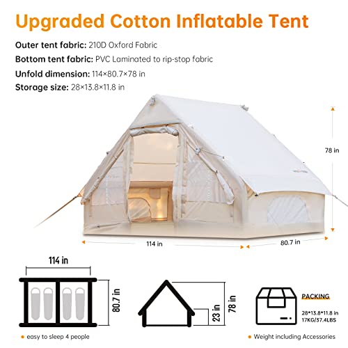 Inflatable-Camping-Tent-with-Pump-Glamping-Tents-Easy-Setup-4-Season-Waterproof-Windproof-Outdoor-Blow-Up-Tent-Luxury-Cabin-Tent-with-Mesh-Windows-Doors