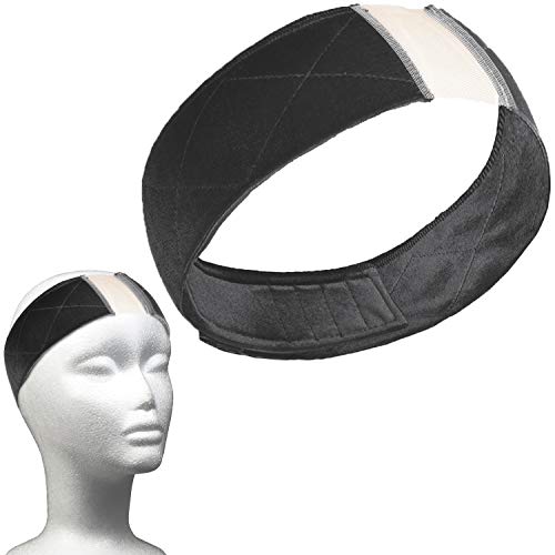 Wig Grip Band Velvet Adjustable Non Slip Wig Grip with Middle Invisible Mesh for Women Lace Wigs (Black 1PCS)