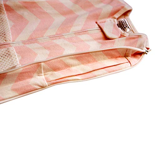Image of Woombie Grow with Me Air Baby Swaddling Blanket, Convertible Swaddle Fits Babies 0-9 Months, Expands to Wearable Blanket for Babies up to 18 Months, Dreamy Pink Chevron