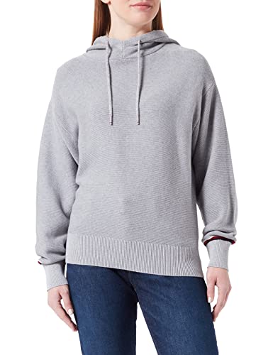 Tommy Hilfiger Damen Pullover Kapuzenpullover, Grau (Light Grey Heather), L