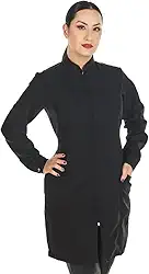 Jaleco Feminino Oxford Zíper Manga Longa Preto