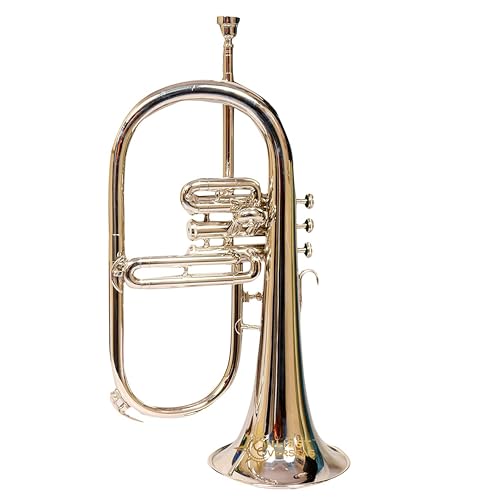 ONLIEST OVERSEAS Flugel Horn - Instrumento de latón de 3 válvulas con tono cálido, válvulas suaves, para músicos y estudiantes.