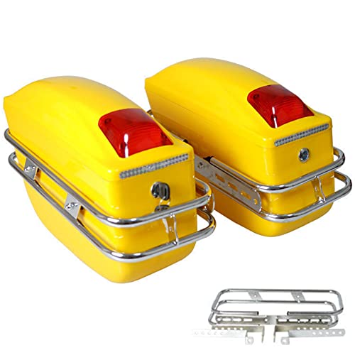 Top Case Moto 48L en Aluminium Jaune avec Serrure de Sécurité et Coffre Universel