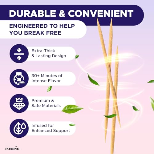 Image of QuitPix to Help Quit Smoking - Flavored Toothpicks Extra Thick & Long Boosting with Lobelia Plant to Help Stop Smoking - Oral Fixation - Nicotine Free - Kosher Mango Strawberry (3 Pack)