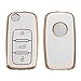 Produktbild kwmobile Autoschlüssel Hülle kompatibel mit VW Skoda Seat 3-Tasten Autoschlüssel - Schlüsselhülle Silikon Cover - Weiß Gold
