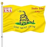 Don't Tread on Me Gadsden Flag 3x5 Outdoor Double Sided- Heavy Duty Dont Tread Libertarian Snake Flags Banner with 2 Brass Grommets for Outside