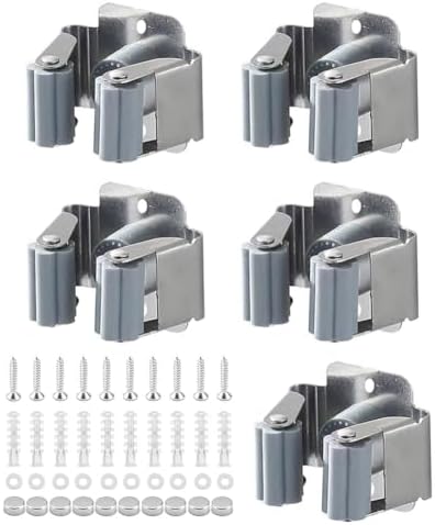 Organizer Da Parete Per Scope E Mop: 3 Ripiani + 4 Ganci, Adesivo O Viti, In Acciaio Inox, Per Cucina E Garage