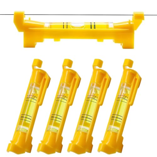 String Line Level 5PCS Small Spirit Level for Bricklaying Tiling Surveying Engineering Compact Line Level for Fence Post Building & Metalworking (Yellow)