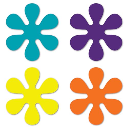 Magnet America Set of 4 70's Flower Pack (Purple, Yellow, Orange, & Aqua) Magnet is 13