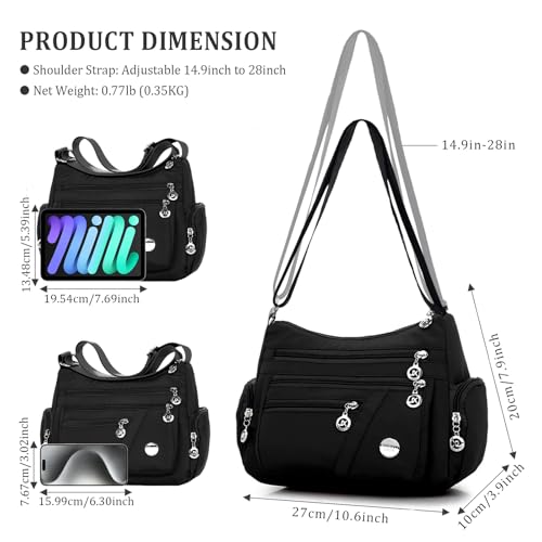 Bolso crossbody de nylon impermeable para mujer miniatura 3