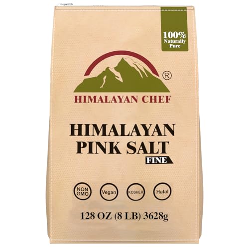 Himalayan Chef Pink Himalayan Salt Extra Fine Grain, 8 lbs Bag - Pure, Natural, Kosher, Non-GMO, Mineral-Rich, for Cooking, Seasoning, Baking, Table Use
