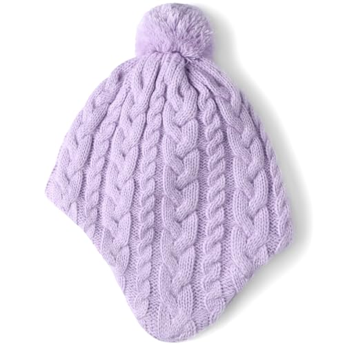 Duoyeree Kids Beanie Hat for Boys Girls Pom-pom Kint Hats Cozy Lining Winter Skull Cap2