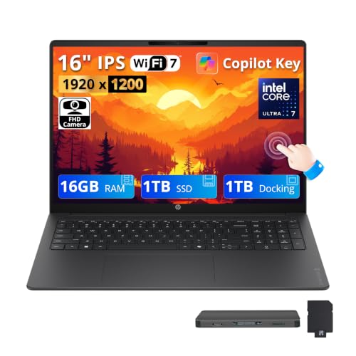Image of HP OmniBook 3 16 inch WUXGA IPS Touchscreen AI Laptop, Intel Core Ultra 7 255U, 16GB DDR5, 2TB Storage (1TB SSD+1TB Docking Station), Intel Graphics, Numeric Keypad, FHD Camera, Win 11, Mica Silver