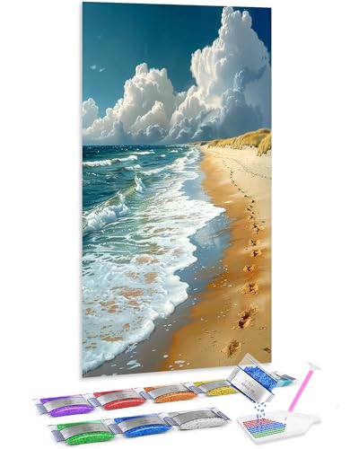 Cuadros decoracion salon grandes de playa en diamond painting 5D para relajarse en casa
