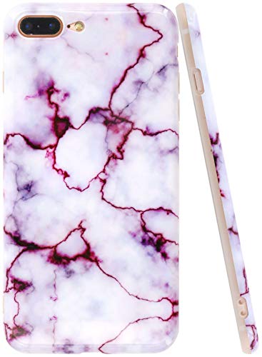 A-Focus Case for iPhone 8 Plus Case, iPhone 7 Plus Case, IMD Design Marble Pattern Stone Texture Soft Flexible TPU Slim Fit Cover Case for iPhone 7 Plus 8 Plus 5.5 inch Glossy Purple