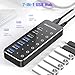 RSHTECH 7-Port Powered USB 3.2/USB C Hub with 10Gbps USB-A 3.2, 2 USB-C 3.2, 4 USB 3.0 Ports, Individual Touch Switches, 3.3ft Cable and 5V Power Adapter, USB Hub Splitter for Laptop/PC, RSH-ST07C