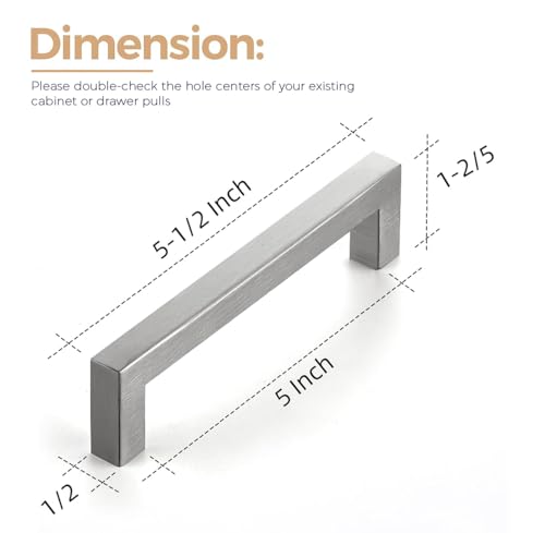 Image of Ravinte 30 Pack 5 Inch Kitchen Square Cabinet Handles Brushed Nickel Drawer Pulls for Cupboard Hardware