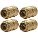 SharkBite U072LFA4 Straight Connector Plumbing Female, 1/2 in, FNPT, PEX Fittings, Push-to-Connect, Copper, CPVC, Pack of 4, Brass
