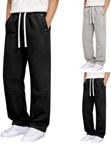 Sweat Pants for Mens Wide Leg Joggers Pants Lightweight Fleece Workout Jogging 2026 Loose Fit Trousers with Pockets