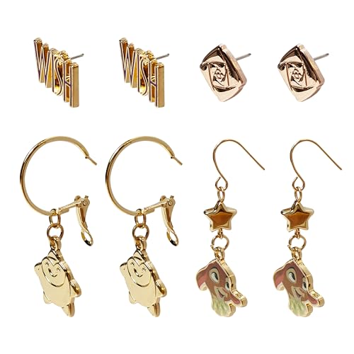 Disney Jewelry: Hypoallergenic Earrings - 4 Studs, 2 Drop Earrings with Charms - One Size Fits All - Birthday Gifts for Girls 4+3