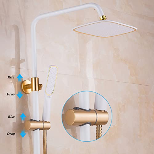 Ensemble de douche blanc haute pression avec pommeau à main réglable
