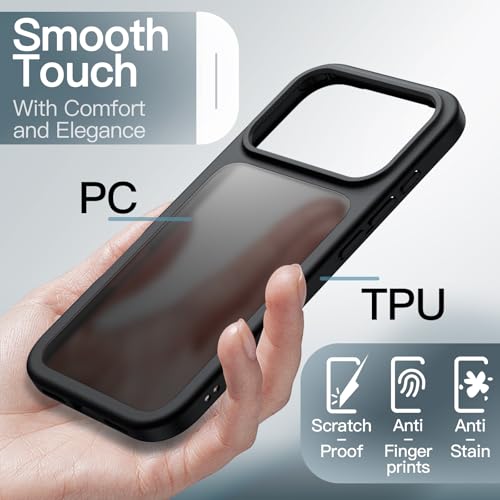Image of JETech Matte Case for iPhone 17 Pro Max 6.9-Inch, Shockproof Military Grade Drop Protection, Frosted Translucent Back Minimalist Phone Cover, Anti-Fingerprint (Black)
