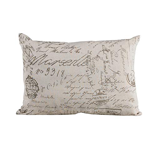HiEnd Accents Fairfield Classic Throw Pillow 16x21 inch, Taupe Printed Script Linen Accent Pillow, Modern Rustic Decorative Pillow for Bed, Couch, Sofa
