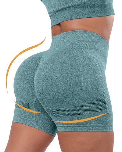 CHRLEISURE Women's 4 Packs Workout Gym Shorts, High Waisted Butt Lifting Scrunch Butt Seamless Booty Shorts - Image 3