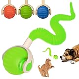 ACITMLLC Interactive Dog Cat Ball Toy, Automatic Moving Cat Toy with Feather Tail, Electric Pet Smart Chase Ball Rechargeable, Silicone Material, for Puppy Kitten (Green)