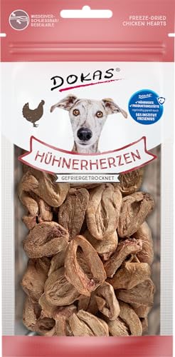 DOKAS Hühnerherzen, gefriergetrocknet – Natürlich! Lecker! Einzigartig! – 8 x 22 g