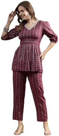 Stylum Women's Woven Design Cotton Kurti Pant Set