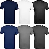 Men's 6 Pack Assorted Crew Neck Short Sleeve T-Shirt Blank Tee in Multi-Top Colors, Perfect for Holiday Shirts, Plain T-Shirt Gift Set, Pack of 6 Assorted, L