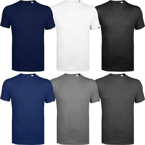Men's 6 Pack Assorted Crew Neck Short Sleeve T-Shirt Blank Tee in Multi-Top Colors, Perfect for Holiday Shirts, Plain T-Shirt Gift Set, Pack of 6 Assorted, 3XL