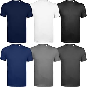 Men’s 6 Pack Assorted Crew Neck Short Sleeve T-Shirt Blank Tee in Multi-Top Colors, Perfect for Holiday Shirts, Plain T-Shirt Gift Set