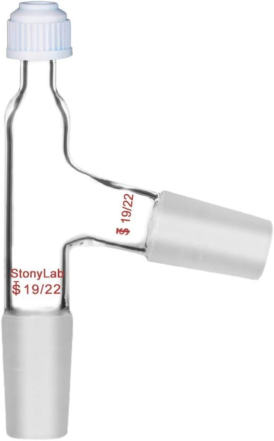 StonyLab 3 Way Distilling Thermometer Adapter with 19/22 Joints and Screw Cap for Distillation Apparatus