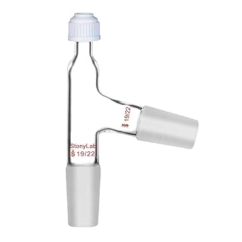 StonyLab 3 Way Distilling Thermometer Adapter with 19/22 Joints and Screw Cap for Distillation Apparatus