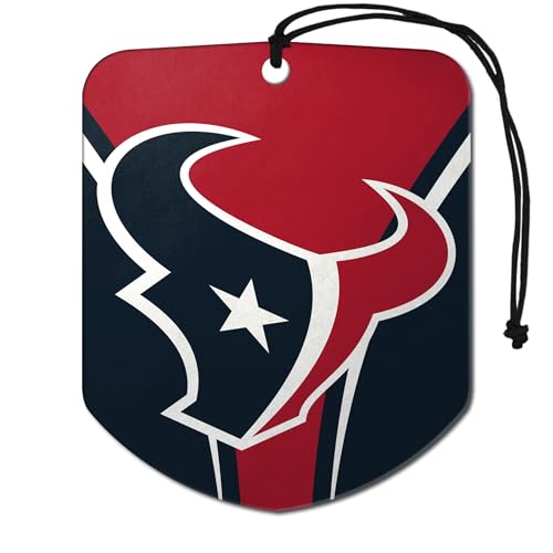 FANMATS 61591 NFL Houston Texans Hanging Car Air Freshener, 2 Pack, Black Ice Scent, Odor Eliminator, Shield Design with Team Logo